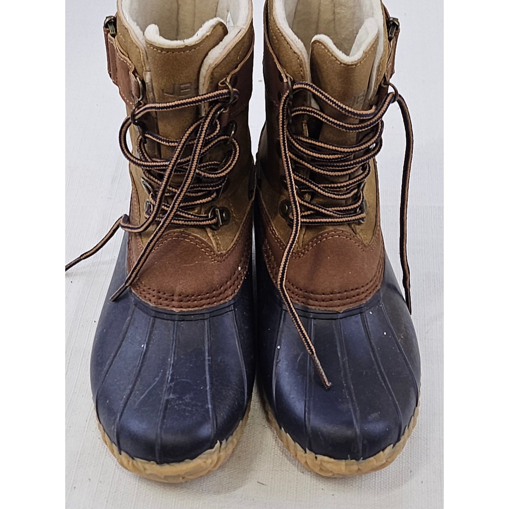 JBU by Jambu Windsor Waterproof Duck Boots Brown Navy Faux Fur Lined Womens 6M